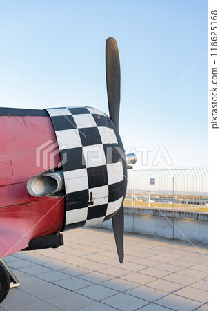 Close up of old airplane. 118625168