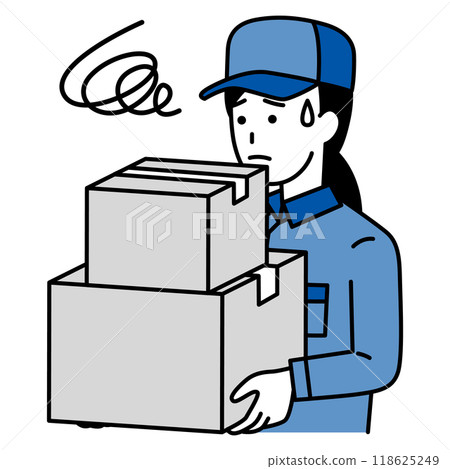 一名送貨員搬運大量行李時遇到了困難。 118625249
