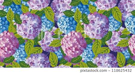 Vector seamless floral pattern with hydrangea Vector seamless floral pattern with hydrangea 118625432