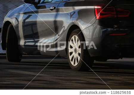Parking lot with car detail Parking lot with car detail 118625638