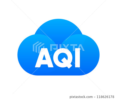 AQI - Air Quality Index scale. Low and High level. Gauge with quality index dial showing. Vector illustration. 118626178