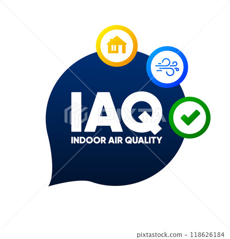IAQ - Indoor Air Quality. A comfortable life. Clean Air. Ventilation system. Vector illustration. 118626184