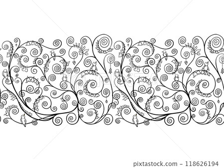 Tree branches with birds, inspired by Gustav Klimt's tree of life 118626194