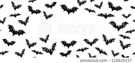 Halloween, bat on white background, hand drawn pattern. Halloween, bat on white background, hand drawn pattern. 118626257