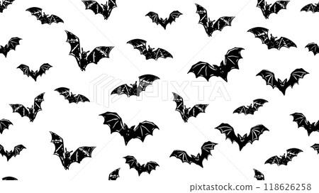 Halloween, bat on white background, hand drawn pattern. Halloween, bat on white background, hand drawn pattern. 118626258