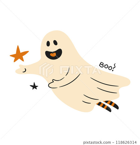 funny ghost for Halloween celebration, flat style illustration 118626314