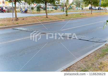 striped texture symbol asphalt speed barrier road sign street traffic transportation hump striped texture symbol asphalt speed barrier road sign street traffic transportation hump 118626629