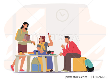 Group Of University Students Enjoying A Study Session Together In A Relaxed Environment. They Are Engaged In Discussion Group Of University Students Enjoying A Study Session Together In A Relaxed Environment. They Are Engaged In Discussion 118626660