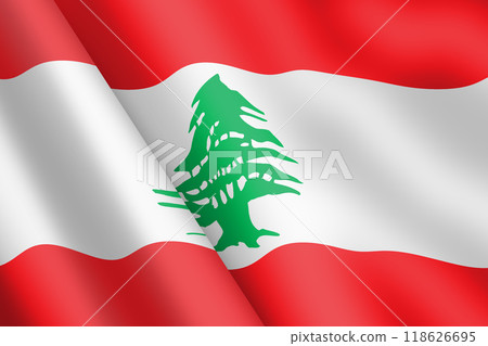 Lebanon waving flag 3d illustration 118626695