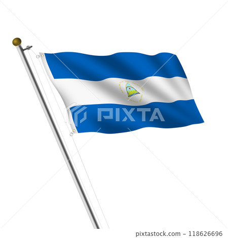 Nicaragua Flagpole illustration with clipping path Nicaragua Flagpole illustration with clipping path 118626696