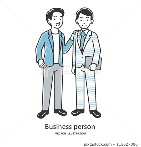Illustration of a male office worker standing and talking 118627096
