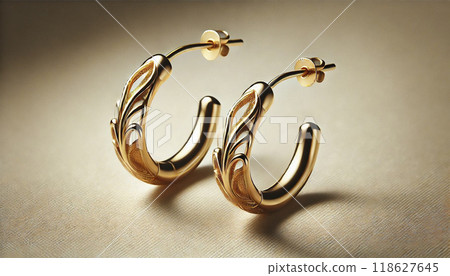 Precious metal gold earrings 118627645