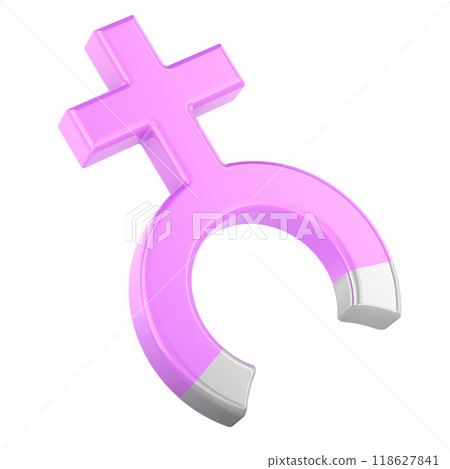 Female gender symbol as horseshoe magnet, 3D rendering 118627841