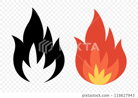 Vector Fire Flame Icon Set. Isolated Campfire, Bonfire, Flame Sign. Front View. Design Template for Outdoor, Camping, Emergency Graphics. Vector Illustration Vector Fire Flame Icon Set. Isolated Campfire, Bonfire, Flame Sign. Front View. Design Template for Outdoor, Camping, Emergency Graphics. Vector Illustration 118627943