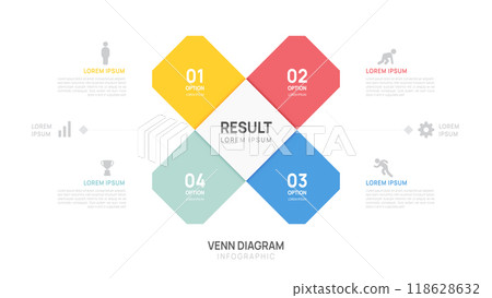 Infographic geometric Venn diagram chart template for business start up presentation with venn diagram elements vector illustration. Infographic geometric Venn diagram chart template for business start up presentation with venn diagram elements vector illustration. 118628632