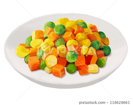 Mixed vegetables (with plate) 118628661