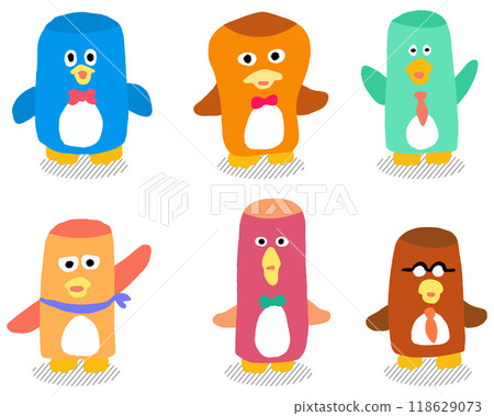 Colorful and cute strange penguin character material Colorful and cute strange penguin character material 118629073