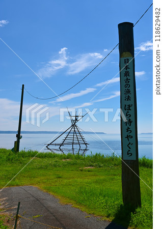 日本最古老的捕魚方法根木鯔魚等待塔,穴水町 日本最古老的捕魚方法根木鯔魚等待塔,穴水町 118629482