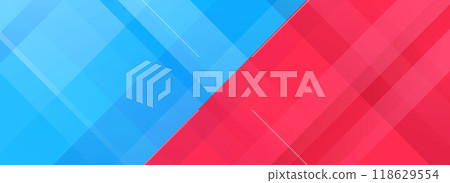 Sport game contest footer design. Wide bright sporty versus banner concept for presentation, footer, header, poster, flyer. Abstract blue and red diagonal gradient lines background. Vector wallpaper 118629554