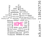 Text Art HOME Gray & Pink 118629736