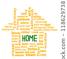 Text Art HOME Orange & Green 118629738