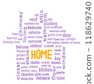 Text Art HOME Purple & Orange 118629740