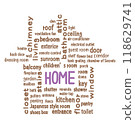Text Art HOME Brown & Purple 118629741