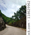 Hong Kong hiking path and sky, vertical photo 118629962
