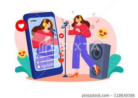 Women streaming music play online Women streaming music play online 118630386