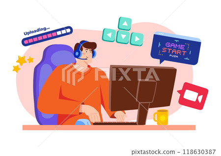 Man streaming live gaming - Stock Illustration [118630387] - PIXTA