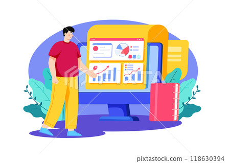 Man working on the business datasheet Man working on the business datasheet 118630394
