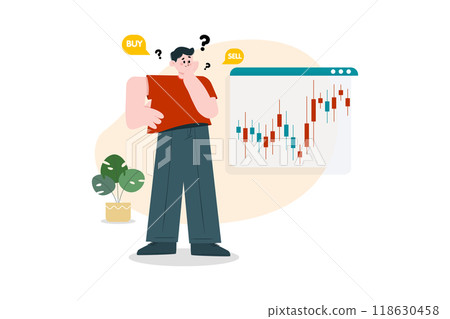Man confused about stocks Man confused about stocks 118630458