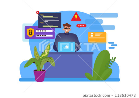 Hacker stealing user data 118630478