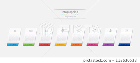 Infographic 8 options design elements for your business data. Vector Illustration. 118630538