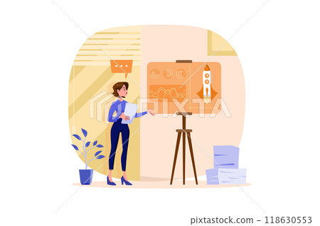 Businesswoman Working On Startup Plan Businesswoman Working On Startup Plan 118630553