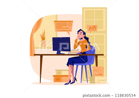 Female Employee Working On A Project Female Employee Working On A Project 118630554