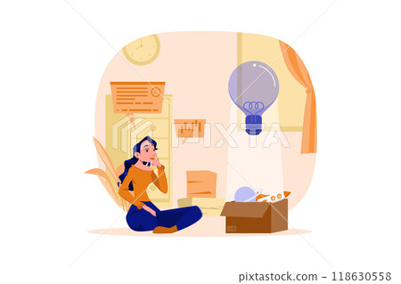 Girl Thinking About The Startup Idea 118630558