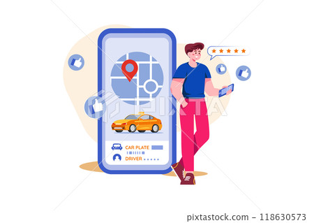 A Man Giving Feedback On The Taxi Service A Man Giving Feedback On The Taxi Service 118630573