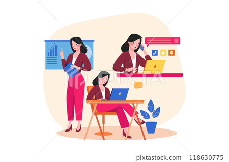 Business Activities Illustration concept. Flat illustration isolated on white background Business Activities Illustration concept. Flat illustration isolated on white background 118630775