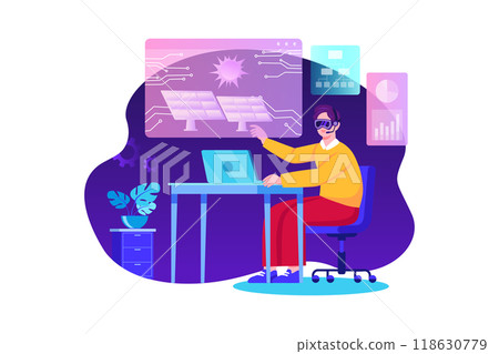 Metaverse Technology Illustration concept. Flat illustration isolated on white background 118630779