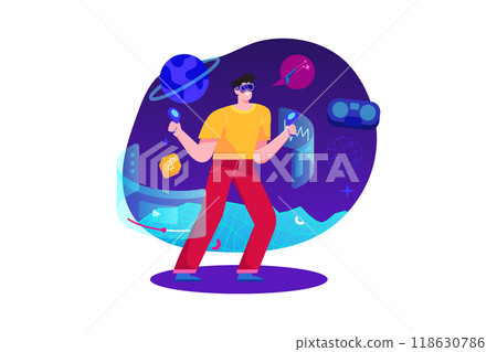 Metaverse Technology Illustration concept. Flat illustration isolated on white background Metaverse Technology Illustration concept. Flat illustration isolated on white background 118630786