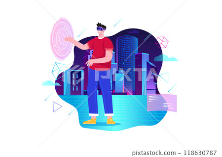 Metaverse Technology Illustration concept. Flat illustration isolated on white background 118630787