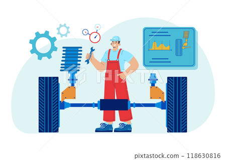 Car Service Illustration concept. Flat illustration isolated on white background 118630816