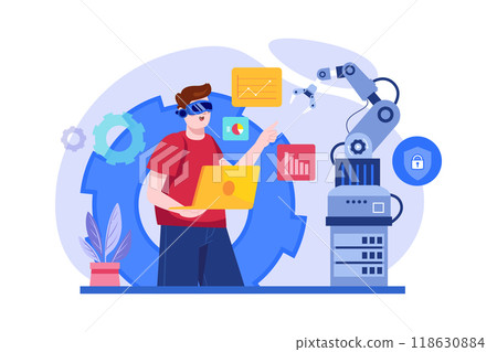 Virtual Reality Illustration concept. Flat illustration isolated on white background Virtual Reality Illustration concept. Flat illustration isolated on white background 118630884