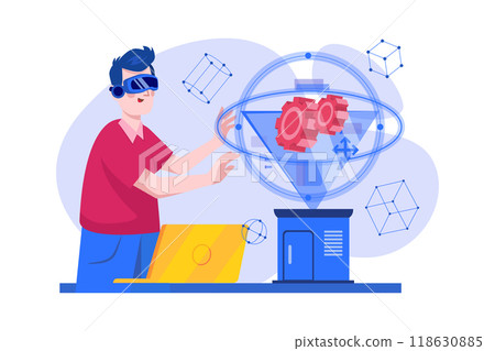 Virtual Reality Illustration concept. Flat illustration isolated on white background 118630885
