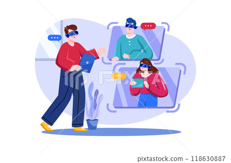 Virtual Reality Illustration concept. Flat illustration isolated on white background 118630887