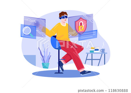 Virtual Reality Illustration concept. Flat illustration isolated on white background 118630888