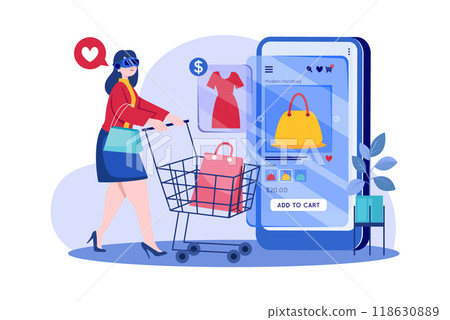 Virtual Reality Illustration concept. Flat illustration isolated on white background 118630889