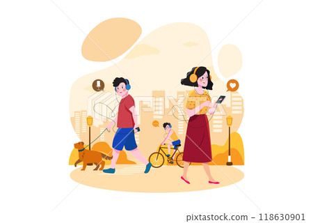 Podcast Audio Illustration concept. Flat illustration isolated on white background 118630901