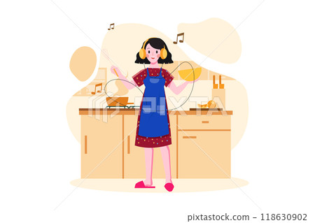 Podcast Audio Illustration concept. Flat illustration isolated on white background 118630902